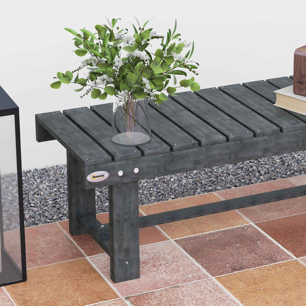 Outsunny 2-Seater Waterproof Garden Bench in Fir Wood, 110x38x35 cm, Grey