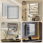 HOMCOM 5-Tier Adjustable Wooden Notice Board with Glass Doors, 80 x 9.5 x 83 cm, White and Grey