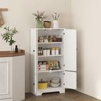 4-Door Kitchen Cabinet with 2 Cupboards and Adjustable Shelf, 58.2x30x123 cm, White