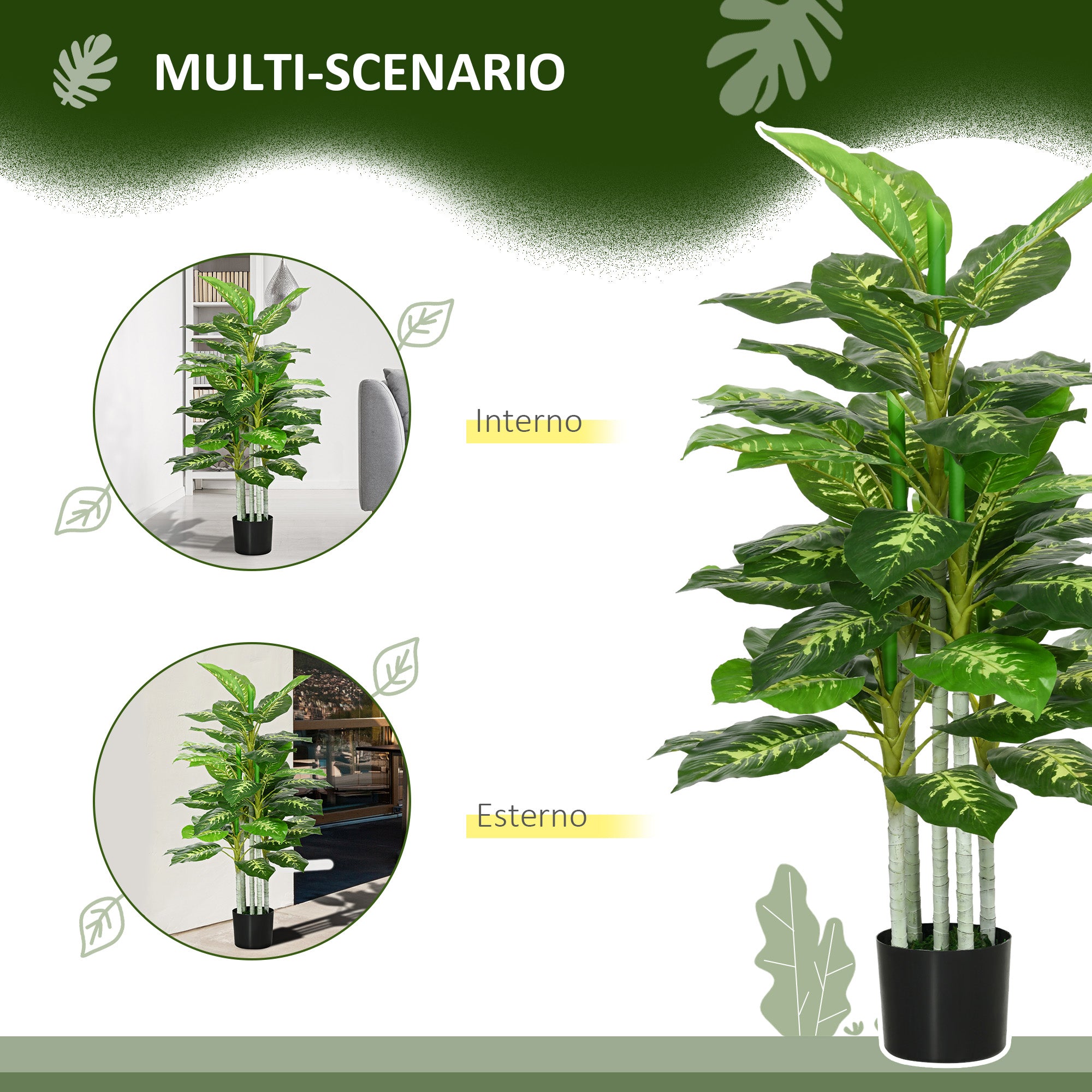 Decorative Artificial Plant 120 cm Tall with Black Pot for Indoor and Outdoor