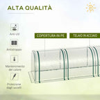 Outsunny Clear PVC and Steel Tunnel Greenhouse with Hinged Doors, 295x100x80 cm