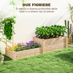 Raised Planter with Trellis for Climbing Plants and Divider, in Fir Wood, 222x63x132 cm, Wood Color