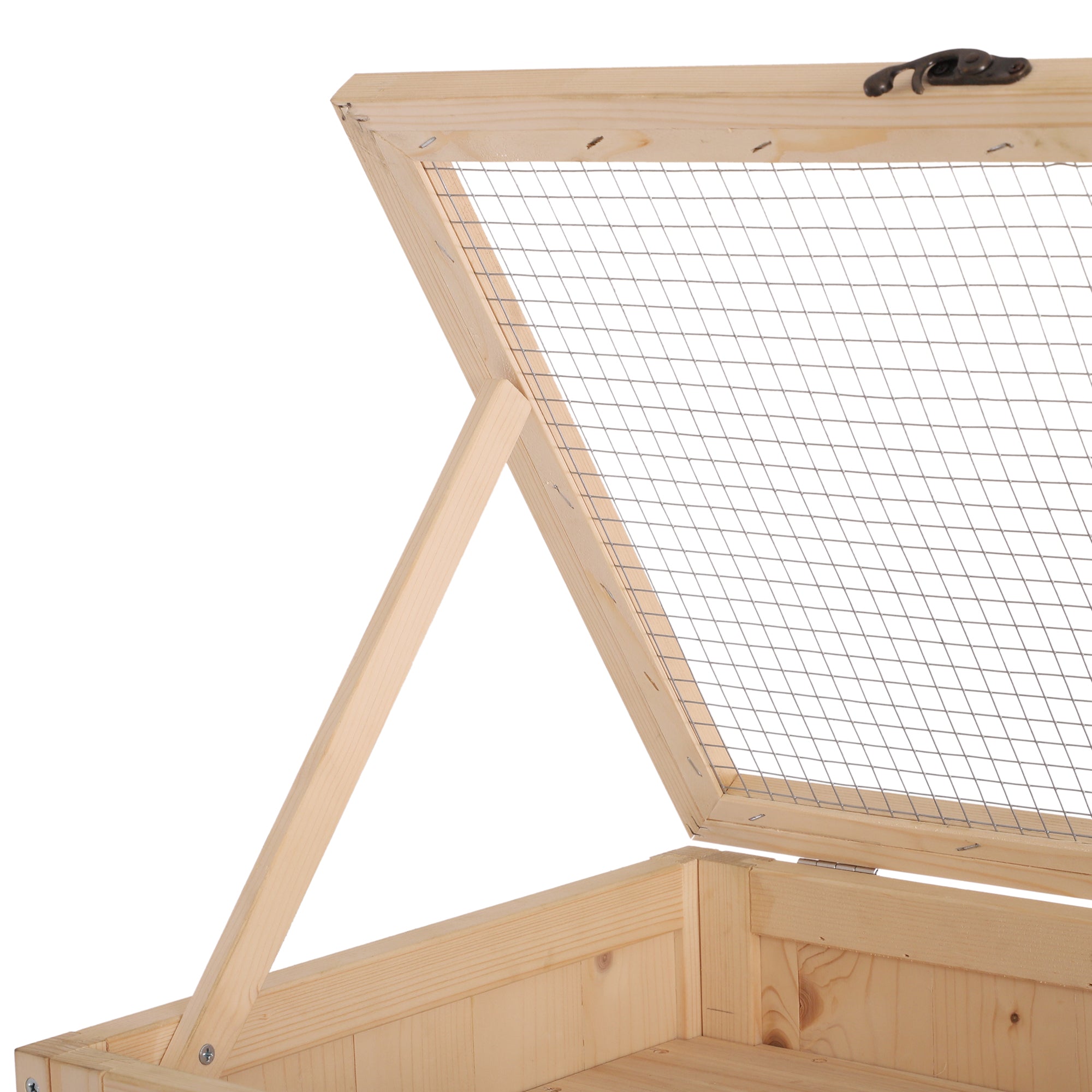 Solid Wood Hamster Cage for Rodents and Guinea Pigs with Opening Roof, 4 Connected Shelves with Ramps, 60x40x120cm