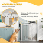 Adjustable Dog Gate 76-104 cm, 106 cm High Gate with 2 Extensions, White