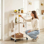 HOMCOM 3-Tier Printer Stand with Wheels and Hooks, Natural