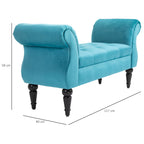 Vintage Style Bedside Bench, Wooden Frame and Chesterfield Style Padded Seat, Blue 117 x 40 x 58cm