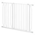 PawHut Safety Gate for Dogs in Steel and ABS, Extendable 75-115cm for Stairs and Doors, White - Borgè