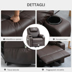 Lift Chair Reclining up to 135° with Cup Holder, Remote Control and Footrest 88x92x106 cm, Brown