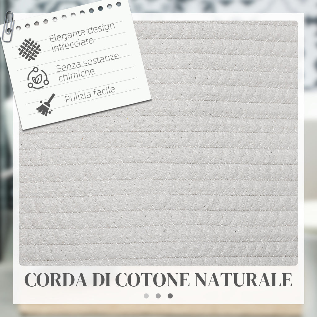 88L Portable Foldable Laundry Hamper with Natural Cotton Handles, Ø56x35.5 cm, Cream