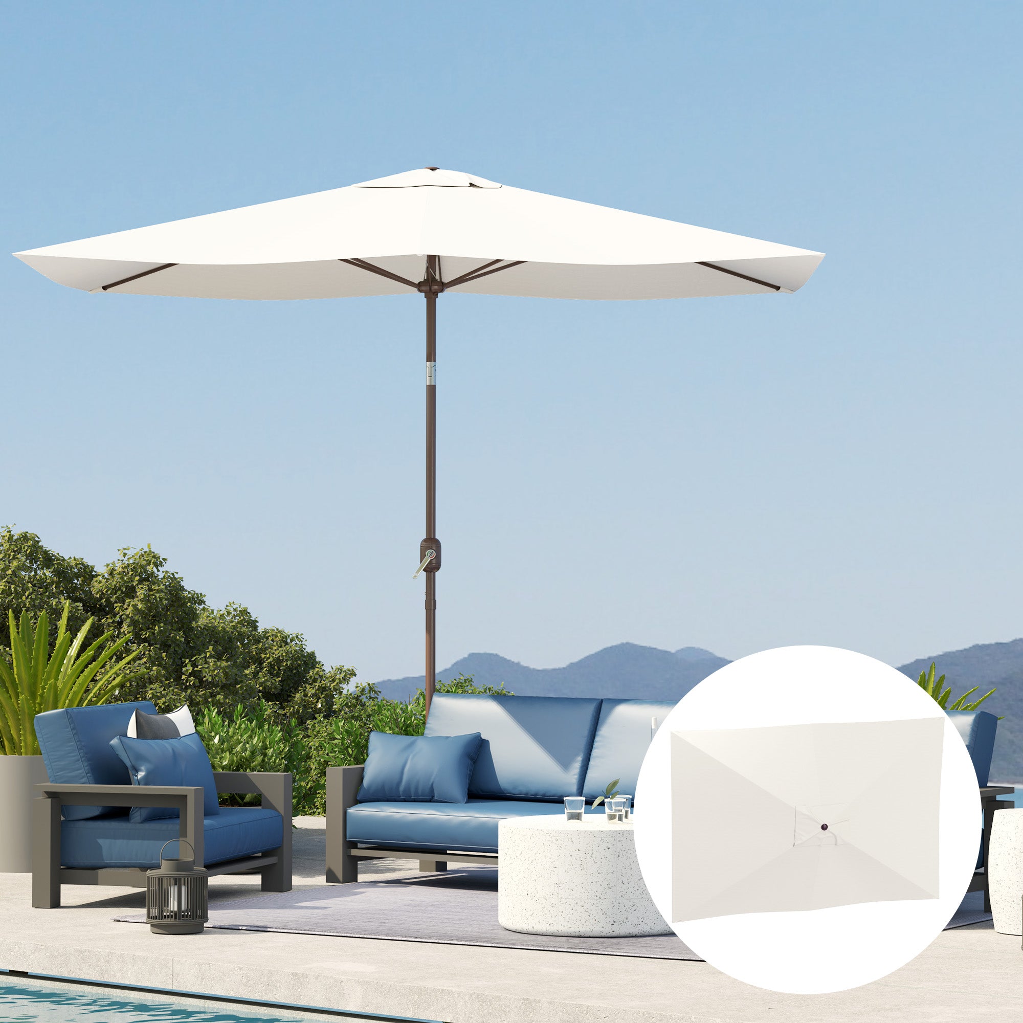 Replacement Cover for Rectangular Umbrella 3x2 m with 6 Ribs, Anti-UV 50+ Polyester, Beige