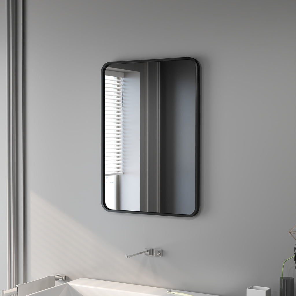 HOMCOM Bathroom Mirror with Metal Frame and Hook, 50x2.5x70 cm, Black