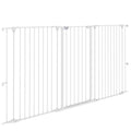 3-Panel Folding Dog Gate with Double Lock, Steel and Plastic, 206 x 120 cm, White