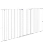 3-Panel Folding Dog Gate with Double Lock, Steel and Plastic, 206 x 120 cm, White
