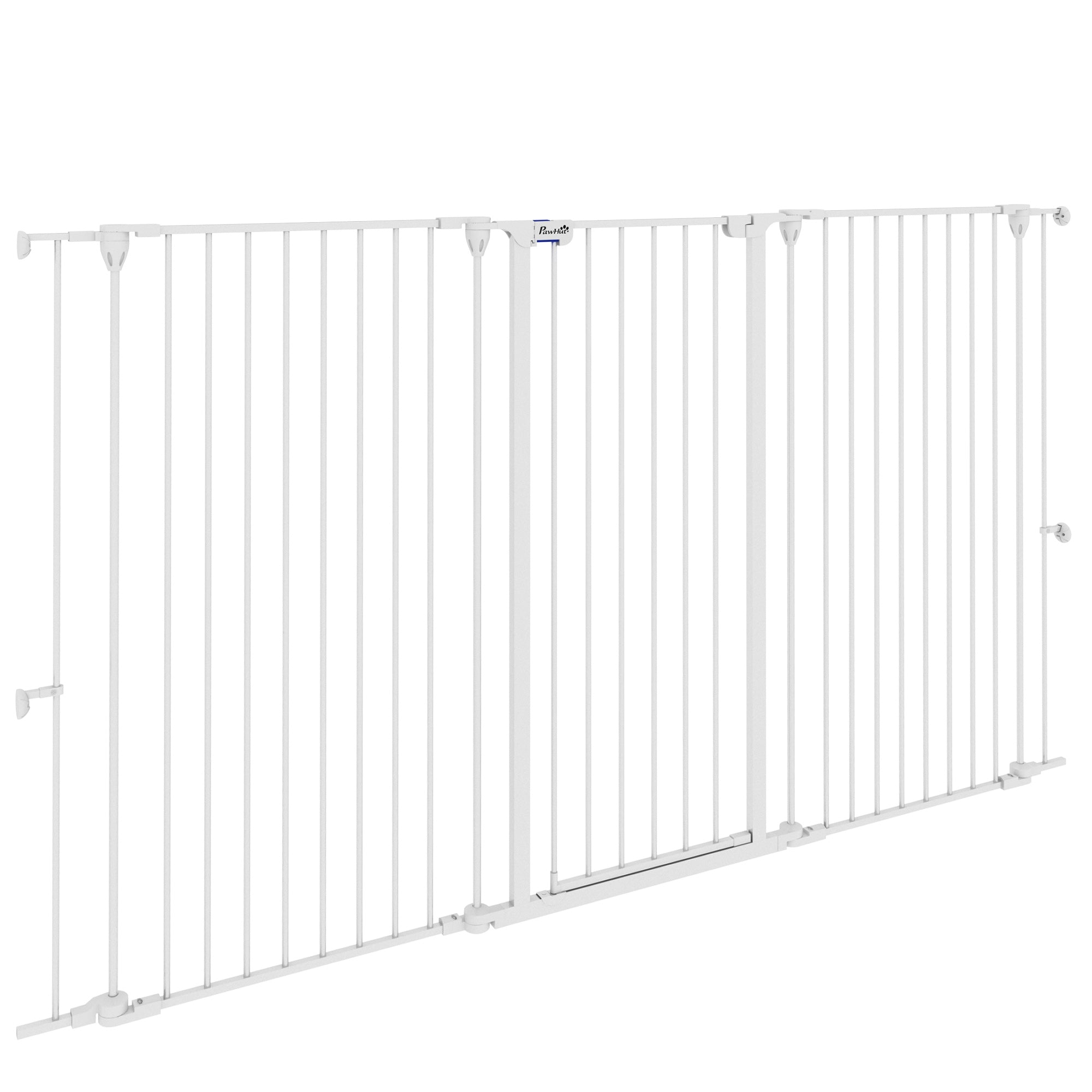 3-Panel Folding Dog Gate with Double Lock, Steel and Plastic, 206 x 120 cm, White