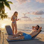 Outsunny Set of 2 Beach Chairs with 5-Level Adjustable Backrest, Headrest and Travel Bag, Folding Beach Loungers in Steel and PE, 134x48x33-43 cm, Grey