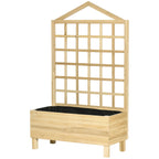 Outdoor Planter in Fir Wood with Trellis and Drainage Holes, 90x43x150 cm - Borge' Group Limited