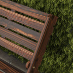 Outsunny 2-Seater Folding Garden Bench with Slatted Pine Wood, 122x63x83 cm, Carbonized