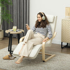 Heated and Massage Relaxing Chair with Adjustable Footrest and Remote Control, 67x95x101 cm, Cream