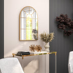 Arched Wall Mirror in Glass and Gold Metal with a Modern Style, 91x2x60 cm