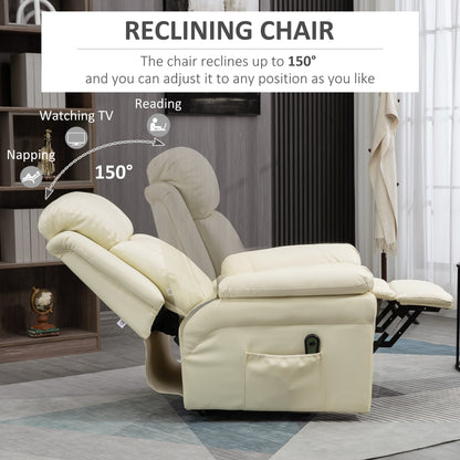 HOMCOM Electric Lifter Relax Armchair with Thick Padding and Remote Control, 96x93x105cm, Cream - Borgè