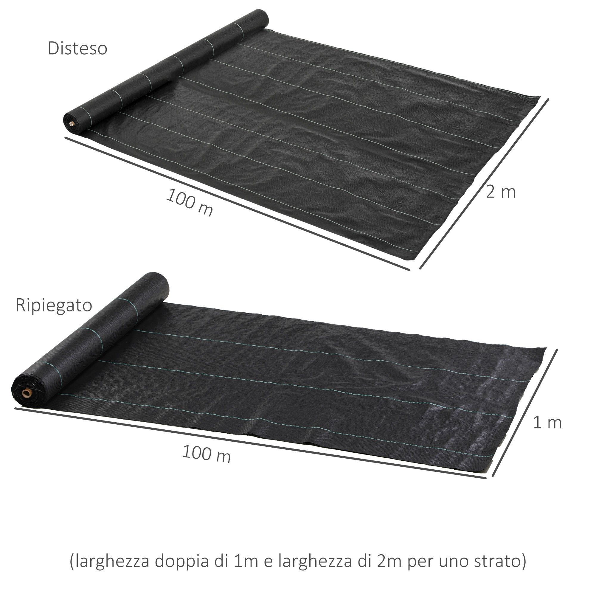 100x2m Breathable and Anti-UV Polypropylene Black Mulch Sheet