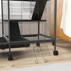 Steel Guinea Pig and Chinchilla Cage with 3 Levels, Wheels and Removable Tray, Grey