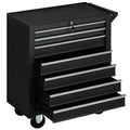 Workshop Trolley with 7 Drawers, Lock with Keys, Wheels and Handle, 69x33x75cm, Black
