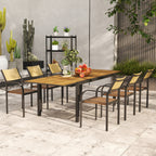 Outsunny Extendable Garden Table Set with 6 Stackable Outdoor Chairs, Steel and Textilene, Brown