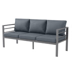 Mystery | 3-seater garden sofa with seat and back cushions, in aluminium, 185x66x64 cm, gray - Borgè