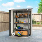 Outsunny Galvanized Steel Garden Shed with Door, 100x104x160 cm, Dark Grey