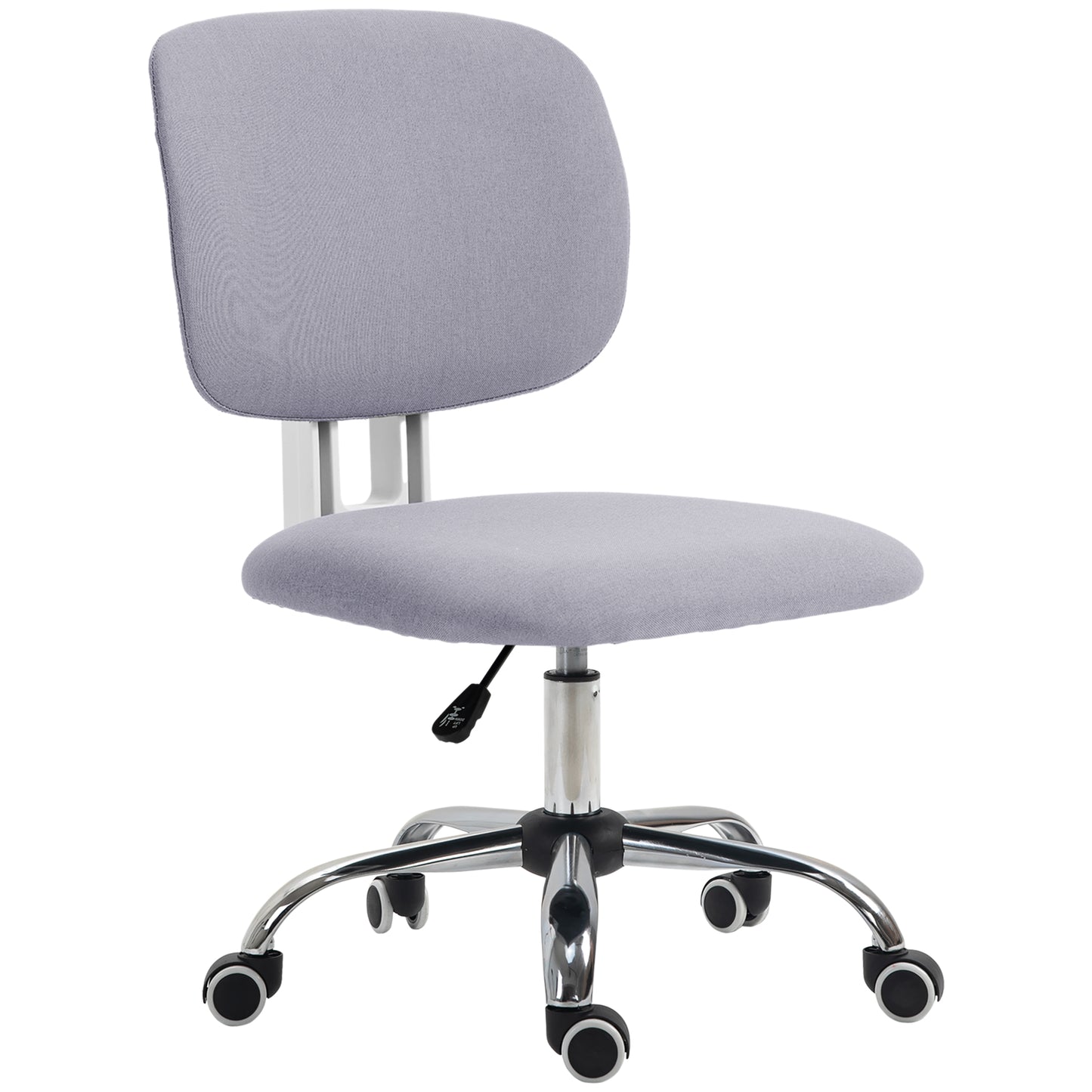 Vash office chair at adjustable height in linen effect fabric with curved backrest, 48x53x80-90 cm, gray - Borgè