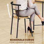 Round Dining Table Set with 4 Space-Saving Chairs in Wood and Metal, Industrial Style