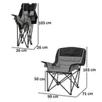 Folding Camping Chair with 2 Cup Holders and Side Pockets, 99x71x103 cm, Gray and Black