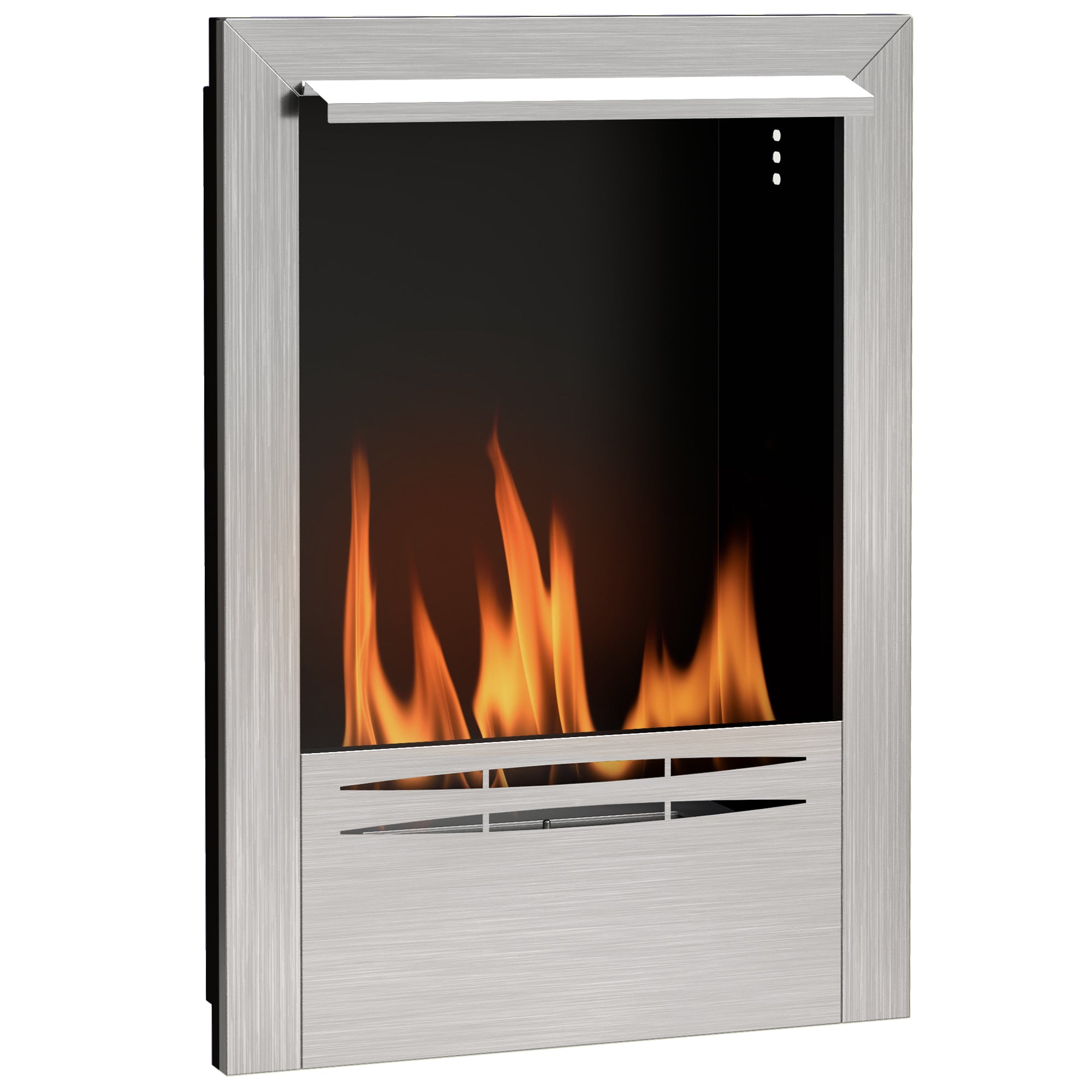 Built-in Bioethanol Fireplace in Steel, 0.9L Capacity and 3.3 Hours Duration, 48x18x59 cm, Silver