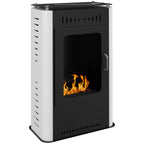 1.2L Floor-Standing Bioethanol Fireplace with Top Shelf, Steel, 50x27x82 cm, White and Black