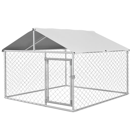 PAWHUT FENCE FOR DOGS MEDIUM SITE WITH Waterproof roof, 200x200x150cm, Silver