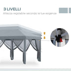 Outsunny 6x3m Folding Garden Gazebo with 6 Mosquito Nets and Button, Steel and Polyester, Grey
