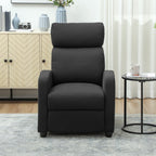 Manually Reclining Relaxing Chair with Footrest and Fabric Upholstery, Black