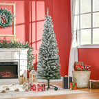 Green PP Snow-Covered Christmas Tree with 492 Fireproof Branches and Stainless Steel Base, Ø60x180 cm 4 (1)