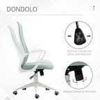 Ergonomic and Padded Office Chair with Adjustable Height and Rocking, 62x56x110-119.5 cm, Green