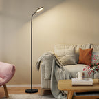 LED Floor Lamp with Remote Control, Swivel Head, Brightness and Temperature Adjustment, Black