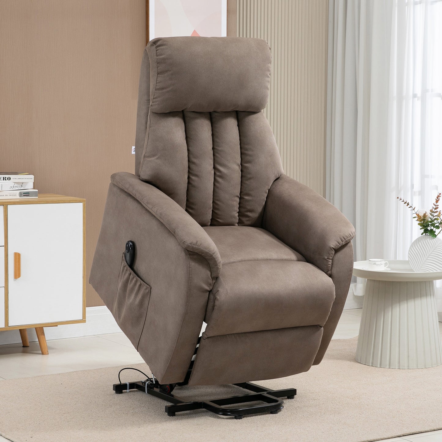 Lift Armchair Reclining 150° max with Remote Control and Footrest, 75x93x110 cm, Brown