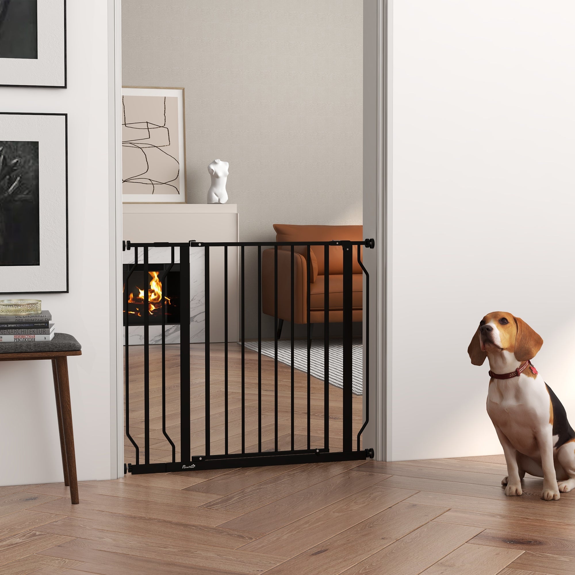 Extendable Dog Safety Gate 75-95 cm in Steel and ABS, 75-95x76 cm, Black