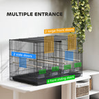Bird Cage with Divider and Lower Storage Shelf, in Steel and PP, 94x57x57 cm, Black