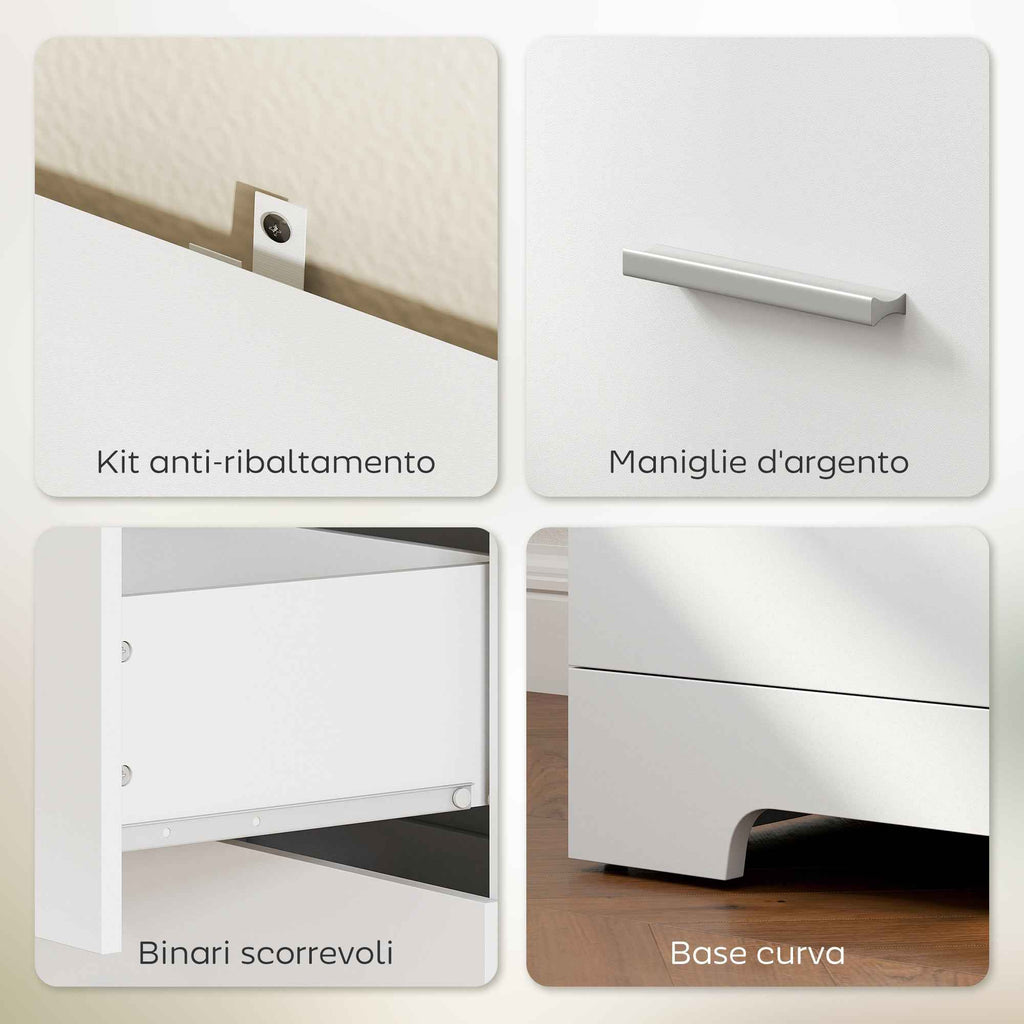 HOMCOM Wall-Mounted Bookcase with 3 Open Shelves and 3 Drawers, Wooden, 79x39.5x182.2 cm, White