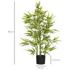 HOMCOM Artificial Bamboo Plant 90cm Tall with 504 PEVA and PP Leaves, Green, with a Ø15x12.5cm Cement Pot