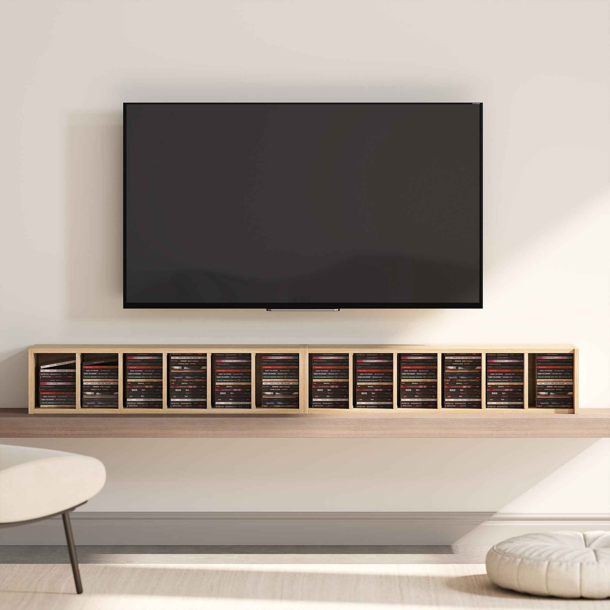 HOMCOM Set of 2 CD Racks with Adjustable Shelves for 204 CDs, Wooden, 21x22.5x88.5 cm, Oak