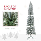 Snow-Covered Christmas Tree with 405 Branches and White LED Lights in Plastic and Metal, Ø57x210 cm, Green