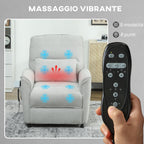 Recliner Chair with Heat, 8 Massage Points and 5 Modes, Chenille Fabric, Light Grey