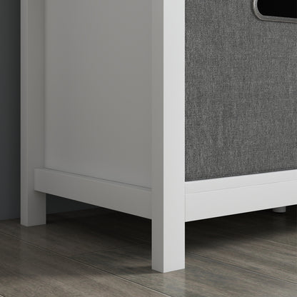 HOMCOM Shoe Bench with 3-Level Adjustable Shelf and 2 Drawers, in Chipboard, 105x35x47 cm, White and Gray - Borgè